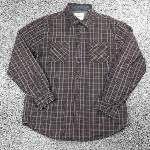 Weatherproof Vintage Shirt Men Medium Brown Casual Plaid Button Down Preppy - Picture 1 of 6